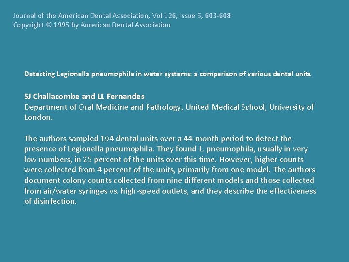 Journal of the American Dental Association, Vol 126, Issue 5, 603 -608 Copyright ©