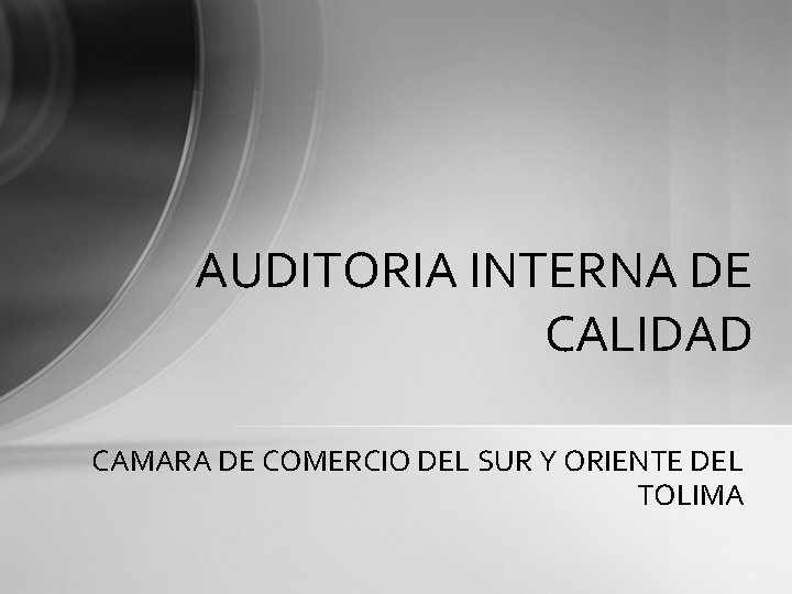 AUDITORIA INTERNA DE CALIDAD CAMARA DE COMERCIO DEL SUR Y ORIENTE DEL TOLIMA 