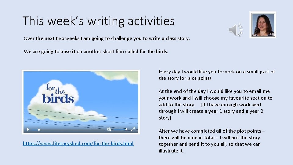 This week’s writing activities Over the next two weeks I am going to challenge