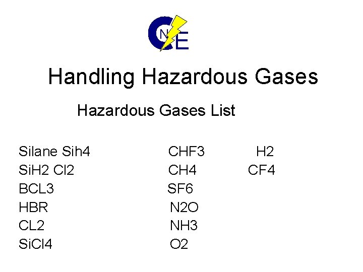 N E Handling Hazardous Gases List Silane Sih 4 Si. H 2 Cl 2