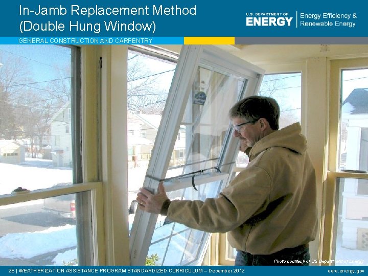 In-Jamb Replacement Method (Double Hung Window) GENERAL CONSTRUCTION AND CARPENTRY Photo courtesy of US