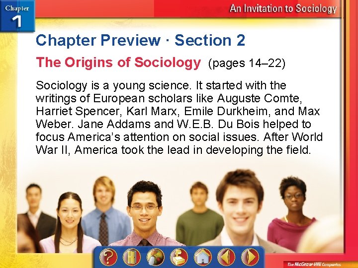 Chapter Preview · Section 2 The Origins of Sociology (pages 14– 22) Sociology is