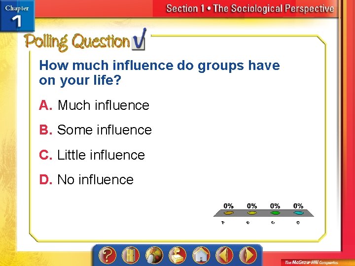 How much influence do groups have on your life? A. Much influence B. Some