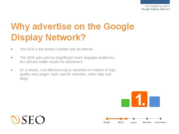 Your targeting option. Google Display Network Why advertise on the Google Display Network? •