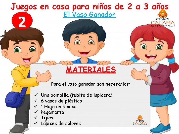 Juegos en casa para niños de 2 a 3 años El Vaso Ganador 2