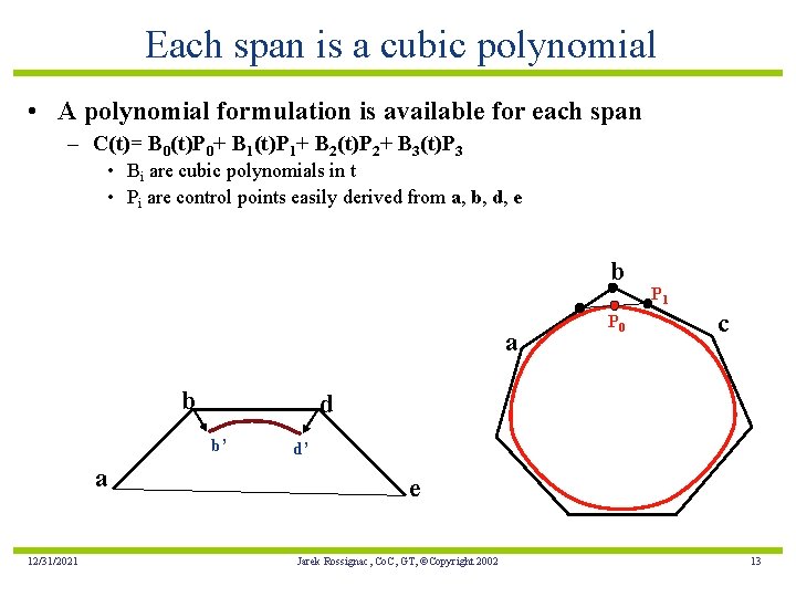 Each span is a cubic polynomial • A polynomial formulation is available for each