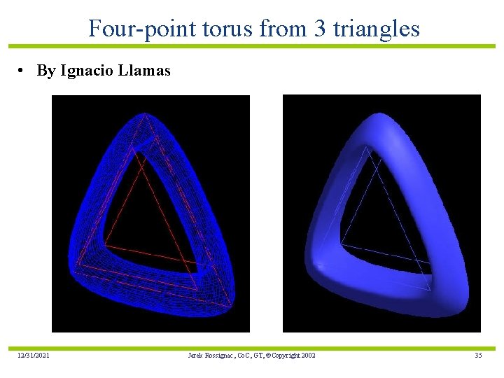 Four-point torus from 3 triangles • By Ignacio Llamas 12/31/2021 Jarek Rossignac, Co. C,