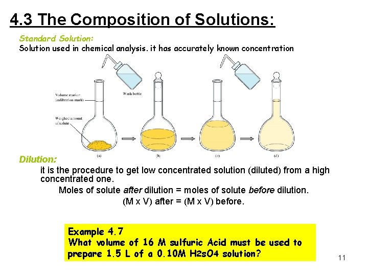 4. 3 The Composition of Solutions: Standard Solution: Solution used in chemical analysis. it