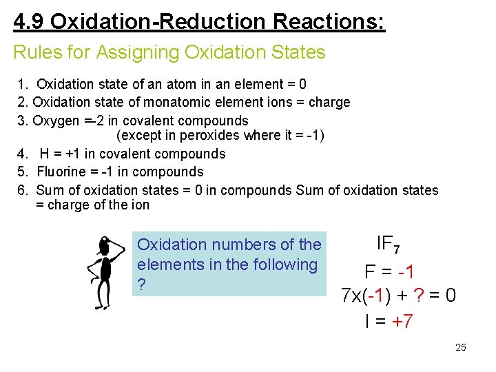 4. 9 Oxidation-Reduction Reactions: Rules for Assigning Oxidation States 1. Oxidation state of an