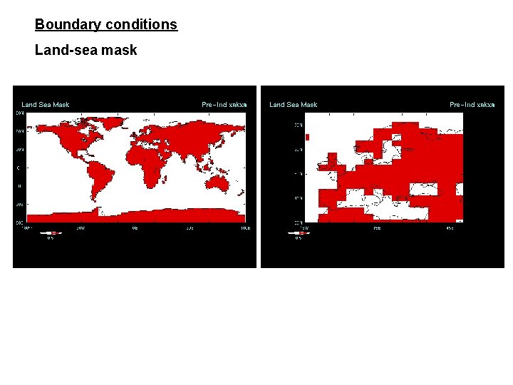 Boundary conditions Land-sea mask 