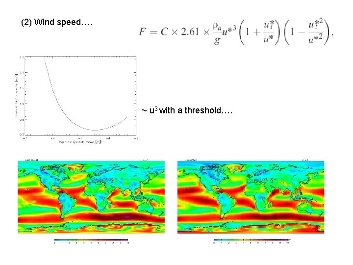 (2) Wind speed…. ~ u 3 with a threshold…. 