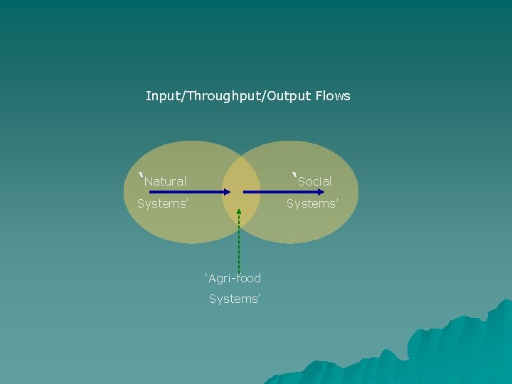 Input/Throughput/Output Flows ‘Natural ‘Social Systems’ ‘Agri-food Systems’ 