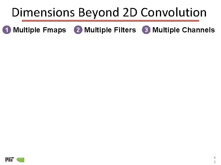 Dimensions Beyond 2 D Convolution 1 Multiple Fmaps 2 Multiple Filters 3 Multiple Channels