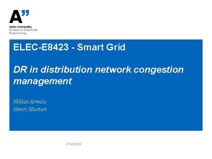 ELECE 8423 Smart Grid DR in distribution network