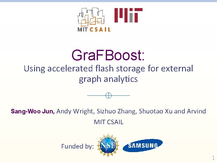 Gra. FBoost: Using accelerated flash storage for external graph analytics Sang-Woo Jun, Andy Wright,