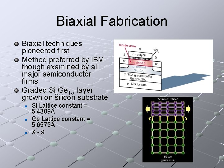 Biaxial Fabrication Biaxial techniques pioneered first Method preferred by IBM though examined by all