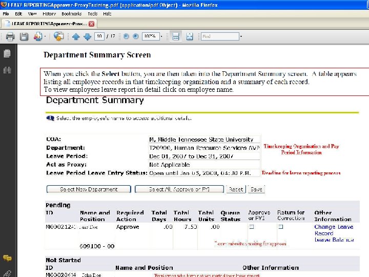 To view employees leave report in detail click on employee name. 7 