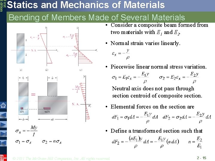 First Edition Statics and Mechanics of Materials Bending of Members Made of Several Materials