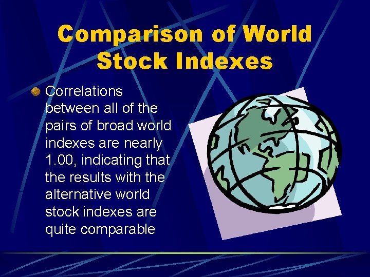 Comparison of World Stock Indexes Correlations between all of the pairs of broad world