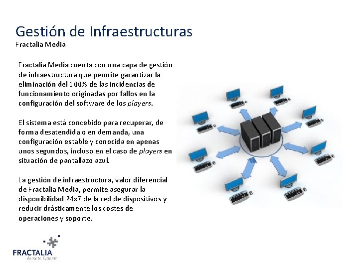 Gestión de Infraestructuras Fractalia Media cuenta con una capa de gestión de infraestructura que