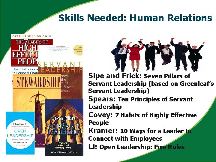 Skills Needed: Human Relations Sipe and Frick: Seven Pillars of Servant Leadership (based on
