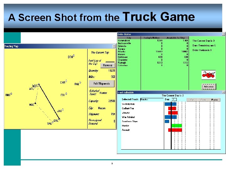 A Screen Shot from the Truck 9 Game 