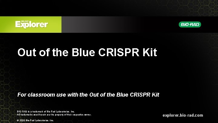 Out of the Blue CRISPR Kit For classroom use with the Out of the