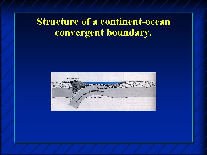 Structure of a continent-ocean convergent boundary. 