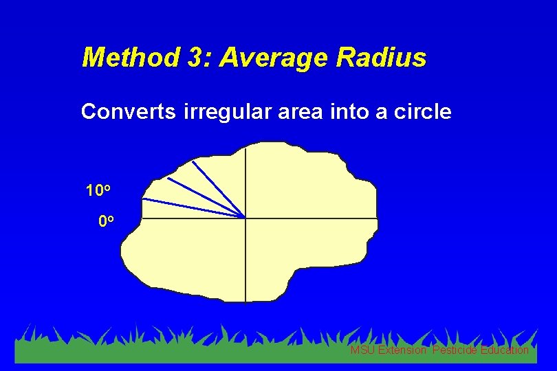 Method 3: Average Radius Converts irregular area into a circle 10 o 0 o