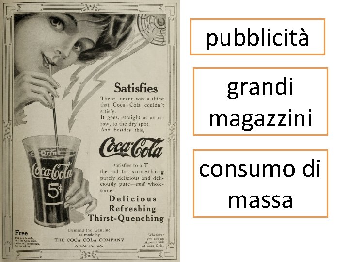 pubblicità grandi magazzini consumo di massa 