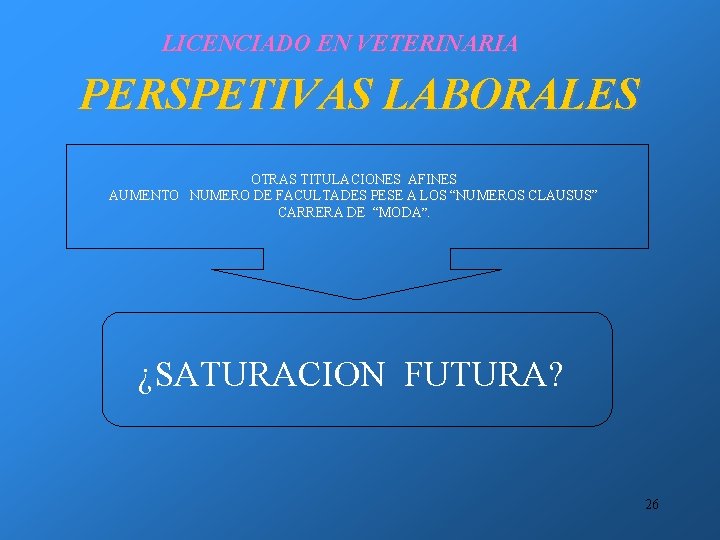 LICENCIADO EN VETERINARIA PERSPETIVAS LABORALES OTRAS TITULACIONES AFINES AUMENTO NUMERO DE FACULTADES PESE A