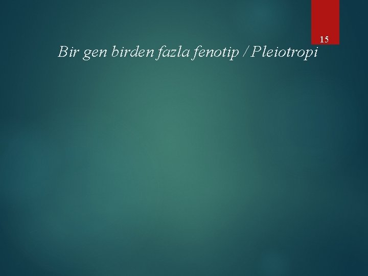 Bir gen birden fazla fenotip / Pleiotropi 15 