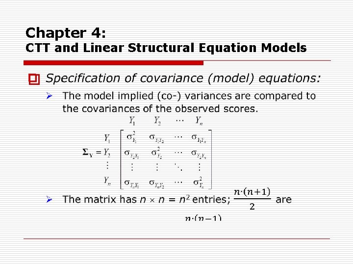 Chapter 4: CTT and Linear Structural Equation Models o 