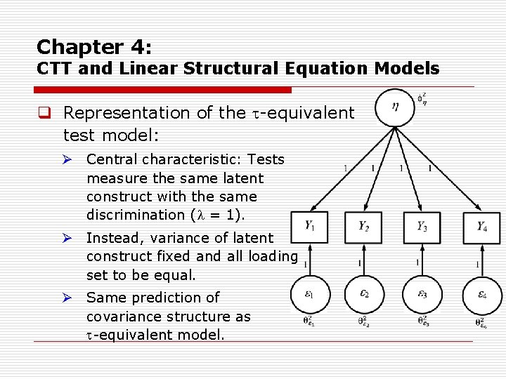 Chapter 4: CTT and Linear Structural Equation Models q Representation of the equivalent test