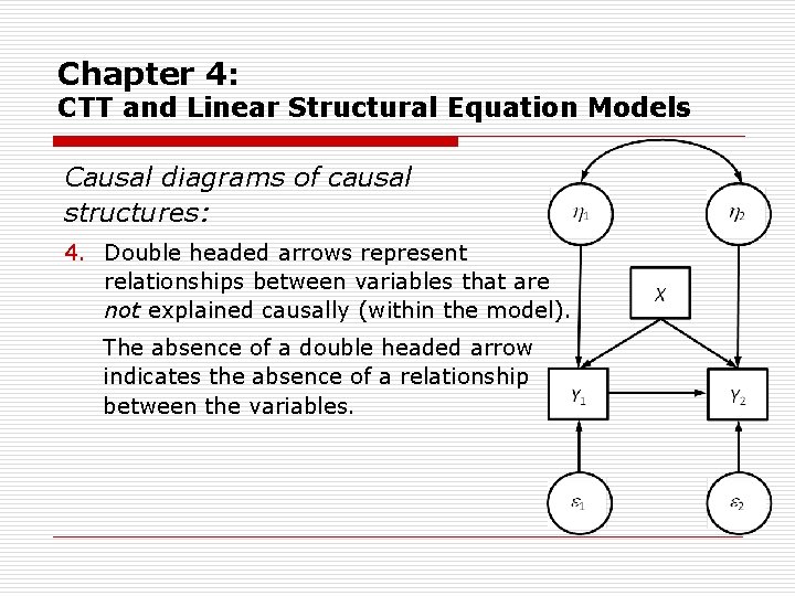 Chapter 4: CTT and Linear Structural Equation Models Causal diagrams of causal structures: 4.