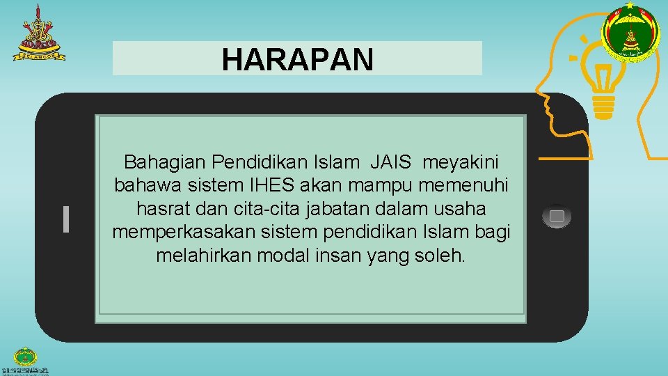 HARAPAN Bahagian Pendidikan Islam JAIS meyakini bahawa sistem IHES akan mampu memenuhi hasrat dan