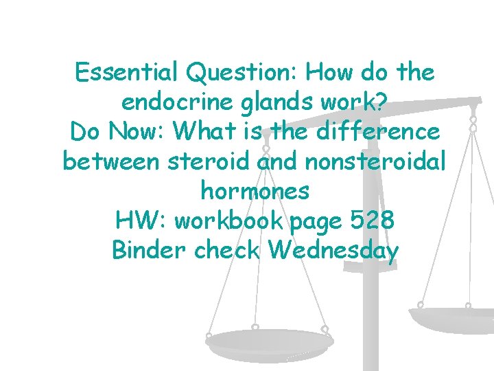 Essential Question: How do the endocrine glands work? Do Now: What is the difference