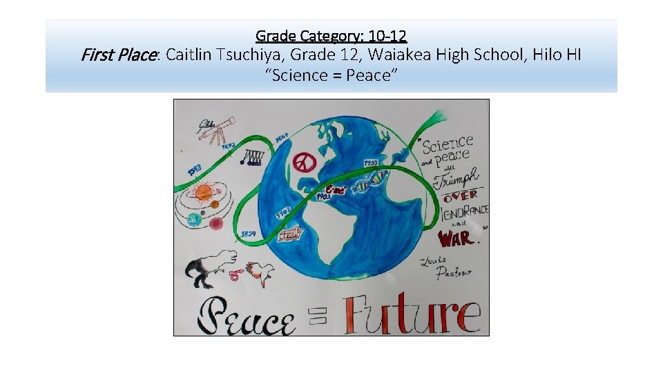 Grade Category: 10 -12 First Place: Caitlin Tsuchiya, Grade 12, Waiakea High School, Hilo