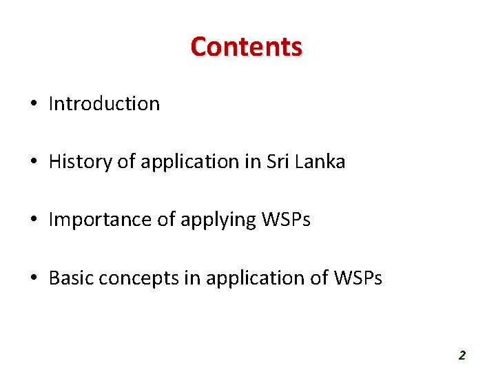 Contents • Introduction • History of application in Sri Lanka • Importance of applying Contents • Introduction • History of application in Sri Lanka • Importance of applying