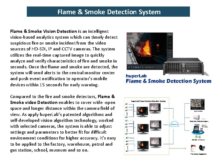 Flame & Smoke Detection System Flame & Smoke Vision Detection is an intelligent vision-based