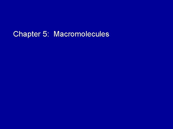 Chapter 5: Macromolecules 