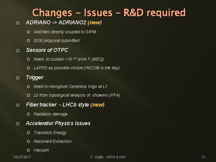  Changes - Issues – R&D required ADRIANO -> ADRIANO 2 (new) Add tiles