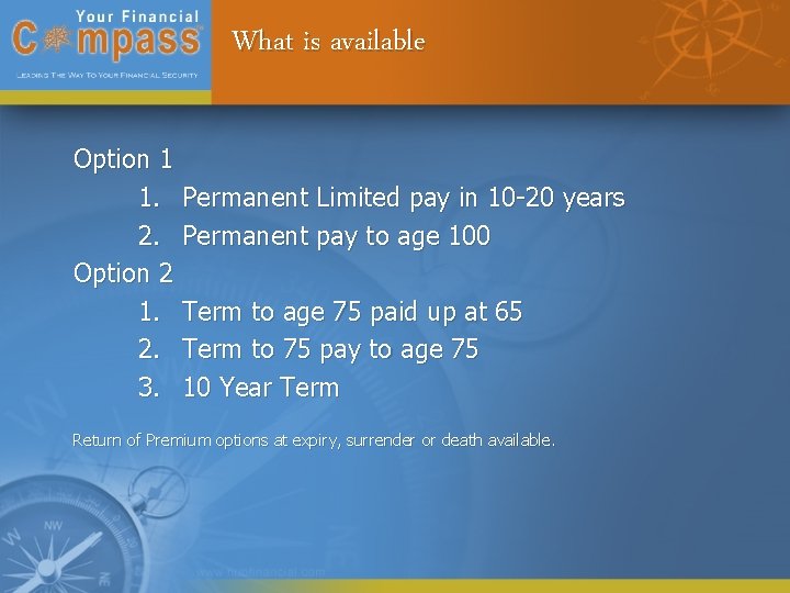 What is available Option 1 1. 2. Option 2 1. 2. 3. Permanent Limited