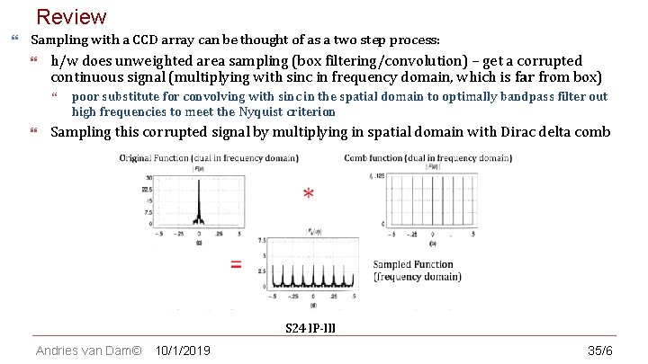  Review CS 123 | INTRODUCTION TO COMPUTER GRAPHICS Sampling with a CCD array