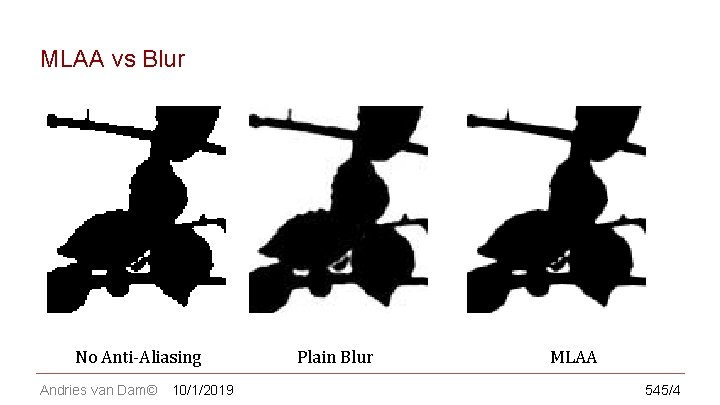 CS 123 | INTRODUCTION TO COMPUTER GRAPHICS MLAA vs Blur No Anti-Aliasing Andries van