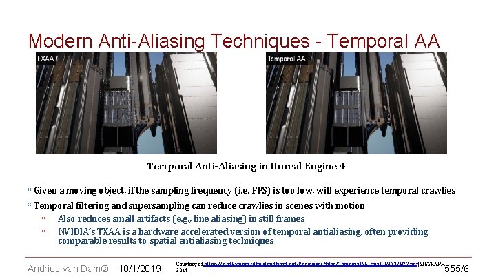 CS 123 | INTRODUCTION TO COMPUTER GRAPHICS Modern Anti-Aliasing Techniques - Temporal AA Temporal