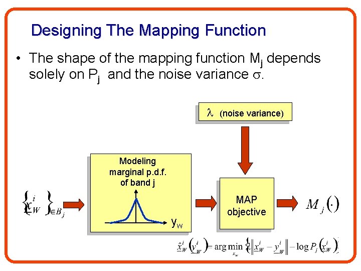 Designing The Mapping Function • The shape of the mapping function Mj depends solely