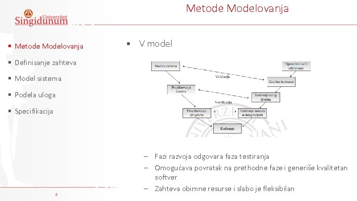 Metode Modelovanja § Metode Modelovanja • V model § Definisanje zahteva § Model sistema