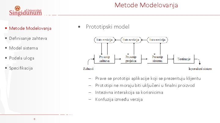 Metode Modelovanja § Metode Modelovanja • Prototipski model § Definisanje zahteva § Model sistema