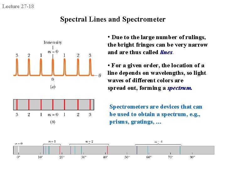 Lecture 27 -18 Spectral Lines and Spectrometer • Due to the large number of Lecture 27 -18 Spectral Lines and Spectrometer • Due to the large number of
